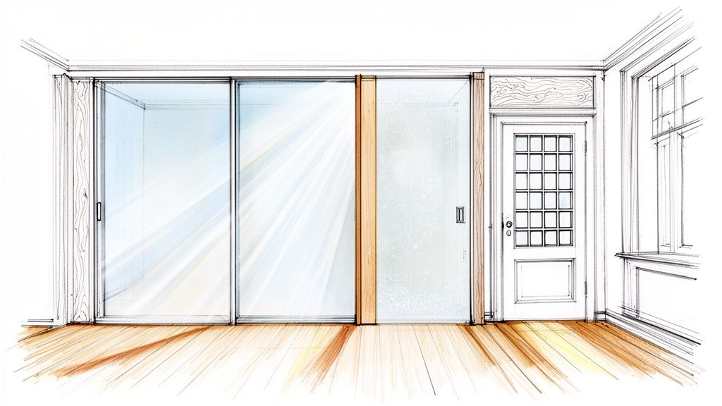 Glasterrassedør i moderne design med store glaspaneler.